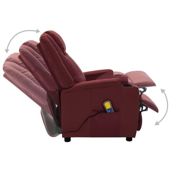 vidaXL Massagefåtölj vinröd konstläder