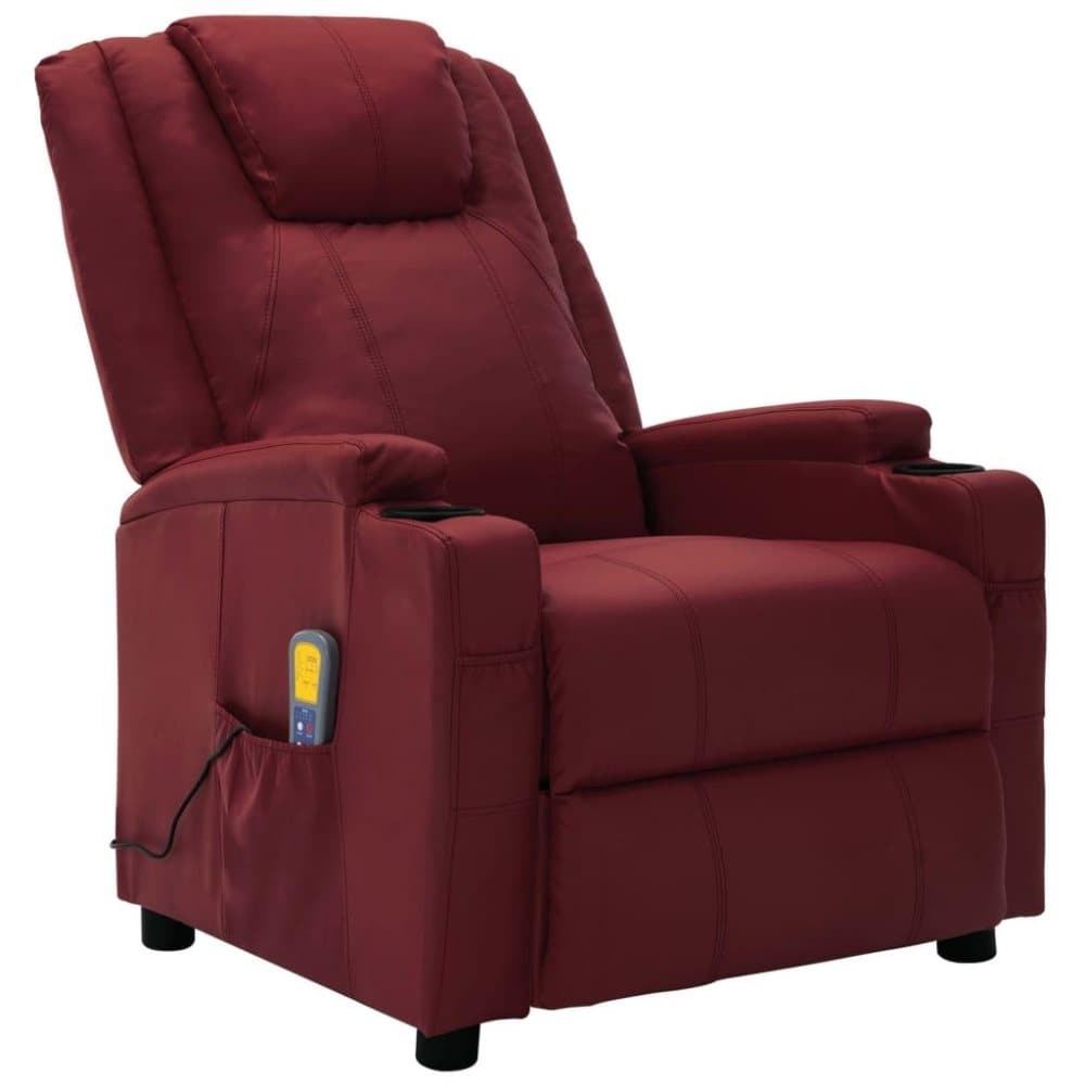 vidaXL Massagefåtölj vinröd konstläder
