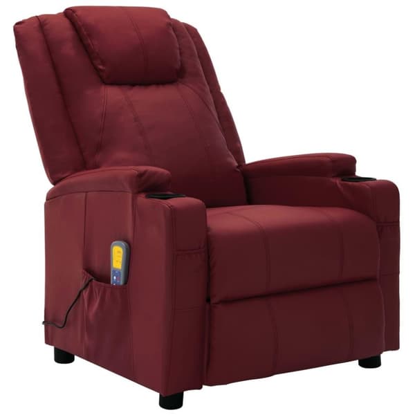 vidaXL Massagefåtölj vinröd konstläder