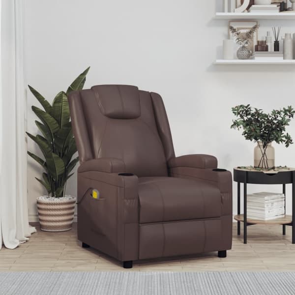 vidaXL massagestol kunstlæder brun