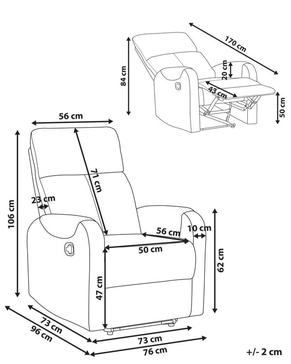 Hvilestol Grå Stof Polstring Polyester USB Port Moderne Positionsstol Design Stue Lænestol