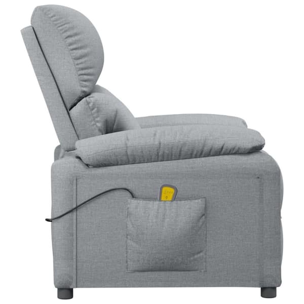 vidaXL Massagefåtölj ljusgrå tyg