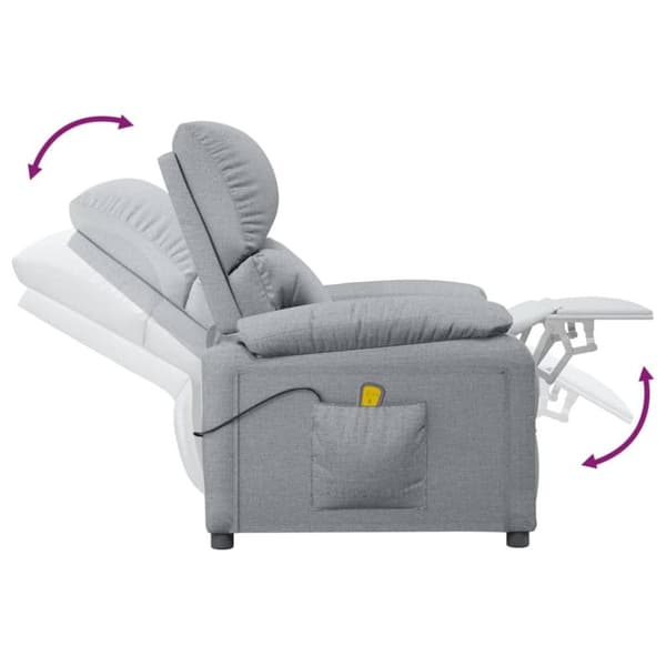 vidaXL Massagefåtölj ljusgrå tyg