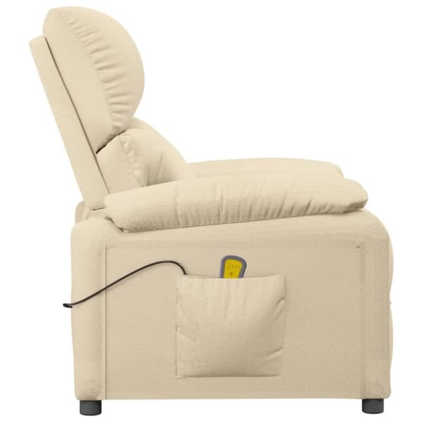 vidaXL Massagefåtölj gräddvit tyg