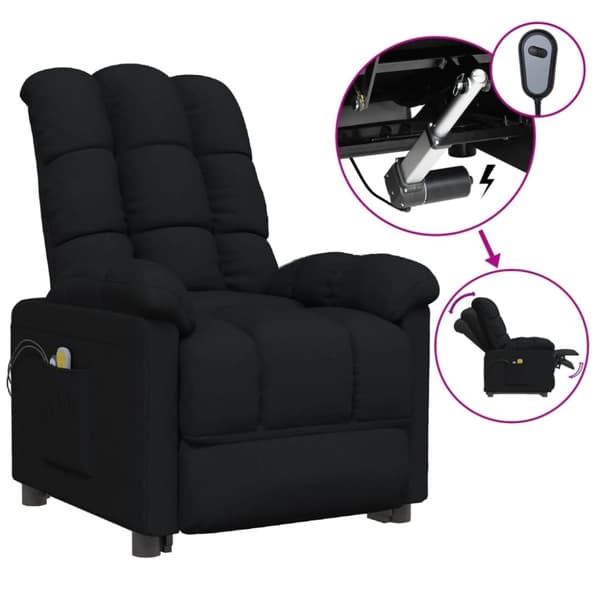 vidaXL Elektrisk massagefåtölj svart tyg