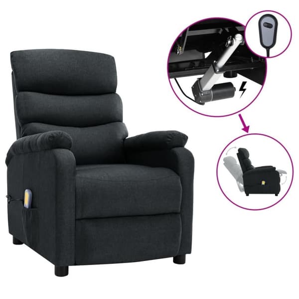 vidaXL Elektrisk massagefåtölj mörkgrå tyg