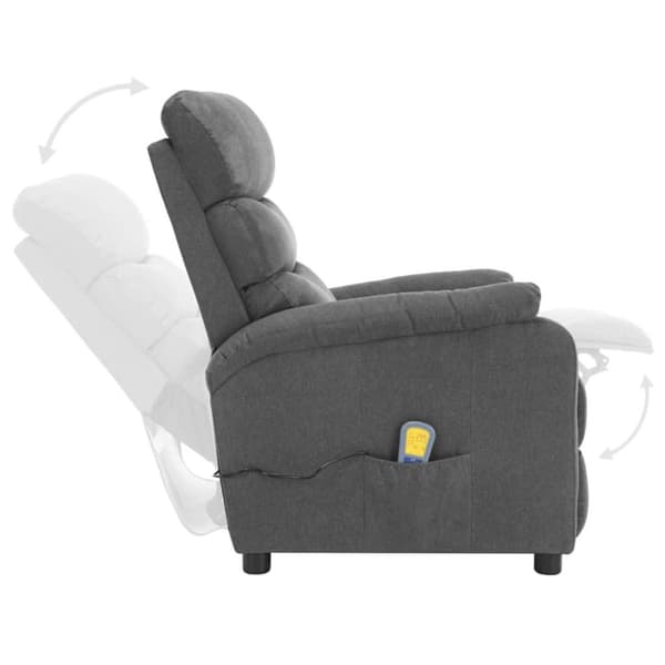 vidaXL Elektrisk massagefåtölj ljusgrå tyg