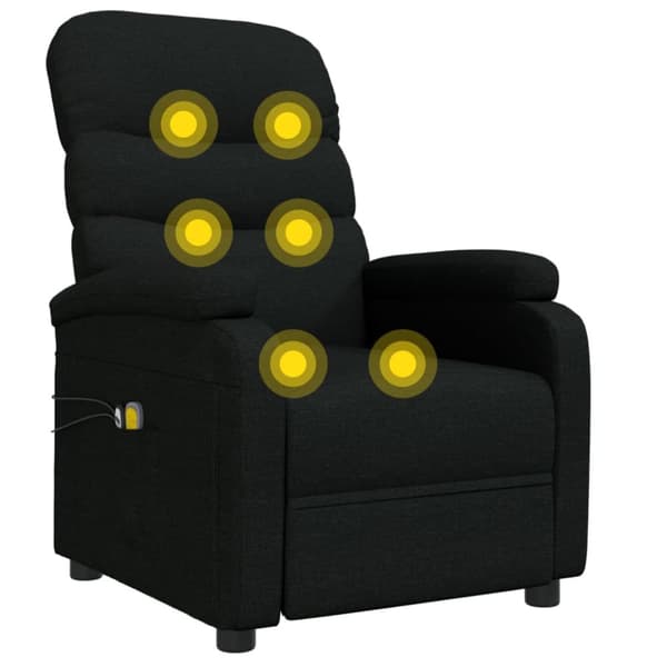 vidaXL Elektrisk massagefåtölj svart tyg