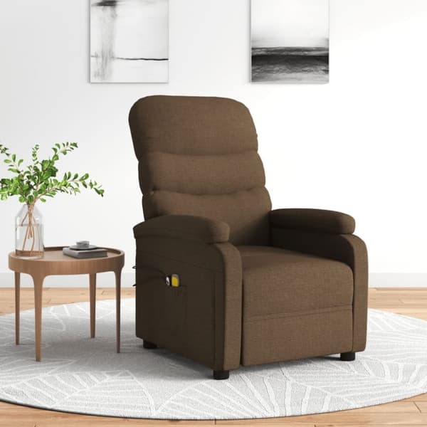 vidaXL eldrevet massagestol stof brun