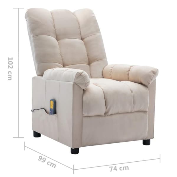 vidaXL eldrevet massagestol stof cremefarvet