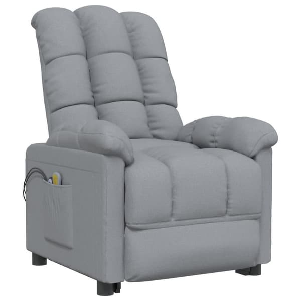 vidaXL Elektrisk massagefåtölj ljusgrå tyg