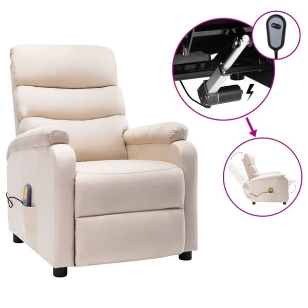 vidaXL eldrevet massagestol stof cremefarvet