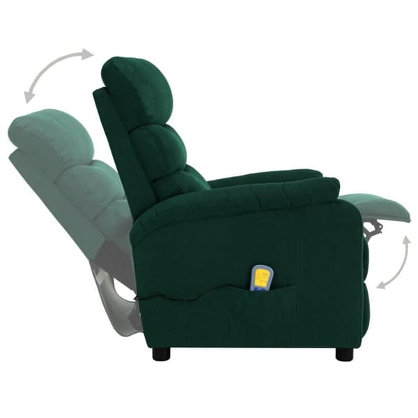 vidaXL Massagefåtölj mörkgrön tyg
