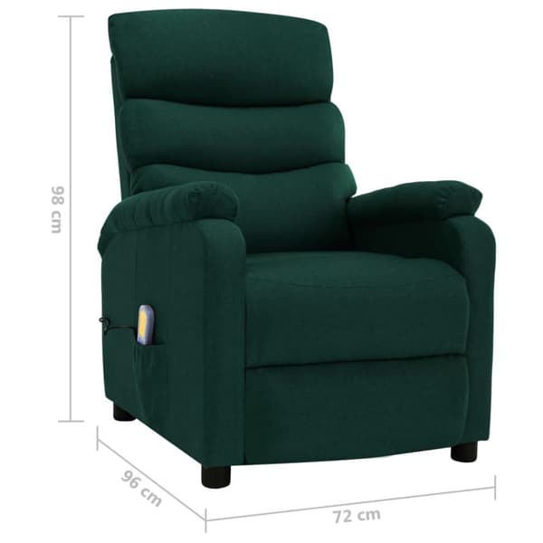 vidaXL Massagefåtölj mörkgrön tyg