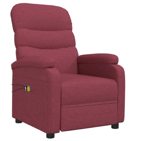 vidaXL Elektrisk massagefåtölj vinröd tyg