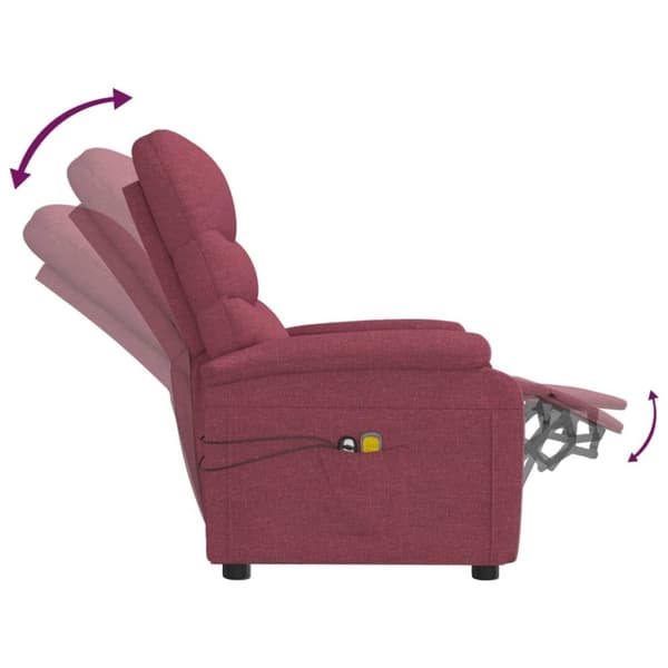 vidaXL Elektrisk massagefåtölj vinröd tyg