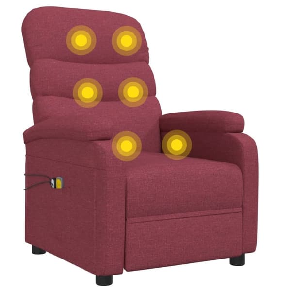 vidaXL Elektrisk massagefåtölj vinröd tyg