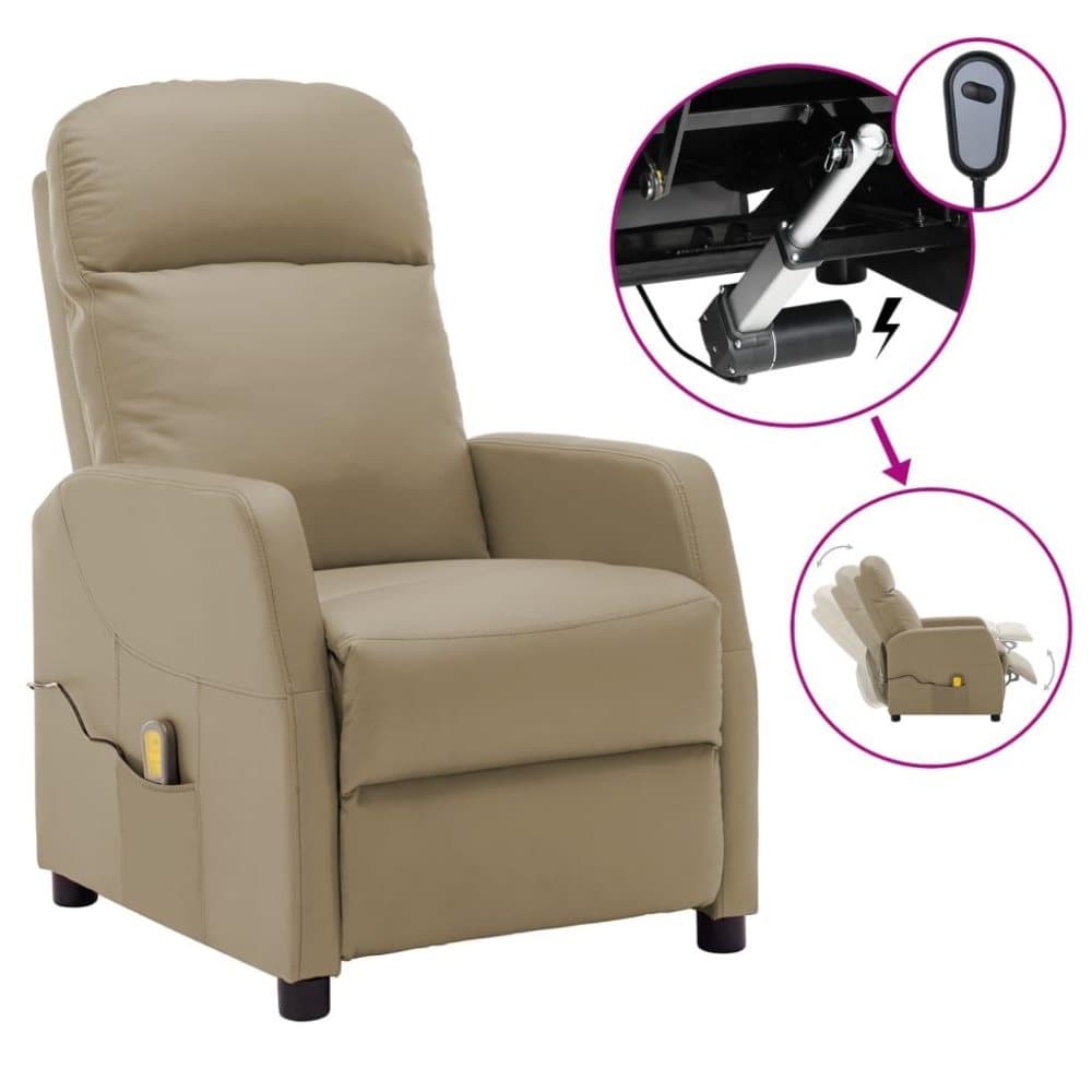 vidaXL Elektrisk massagefåtölj cappuccino konstläder