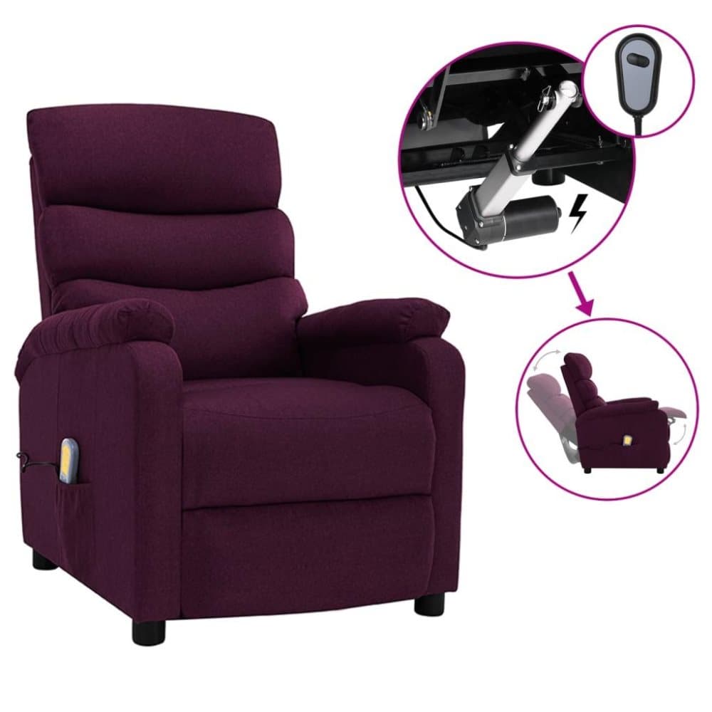 vidaXL Elektrisk massagefåtölj lila tyg