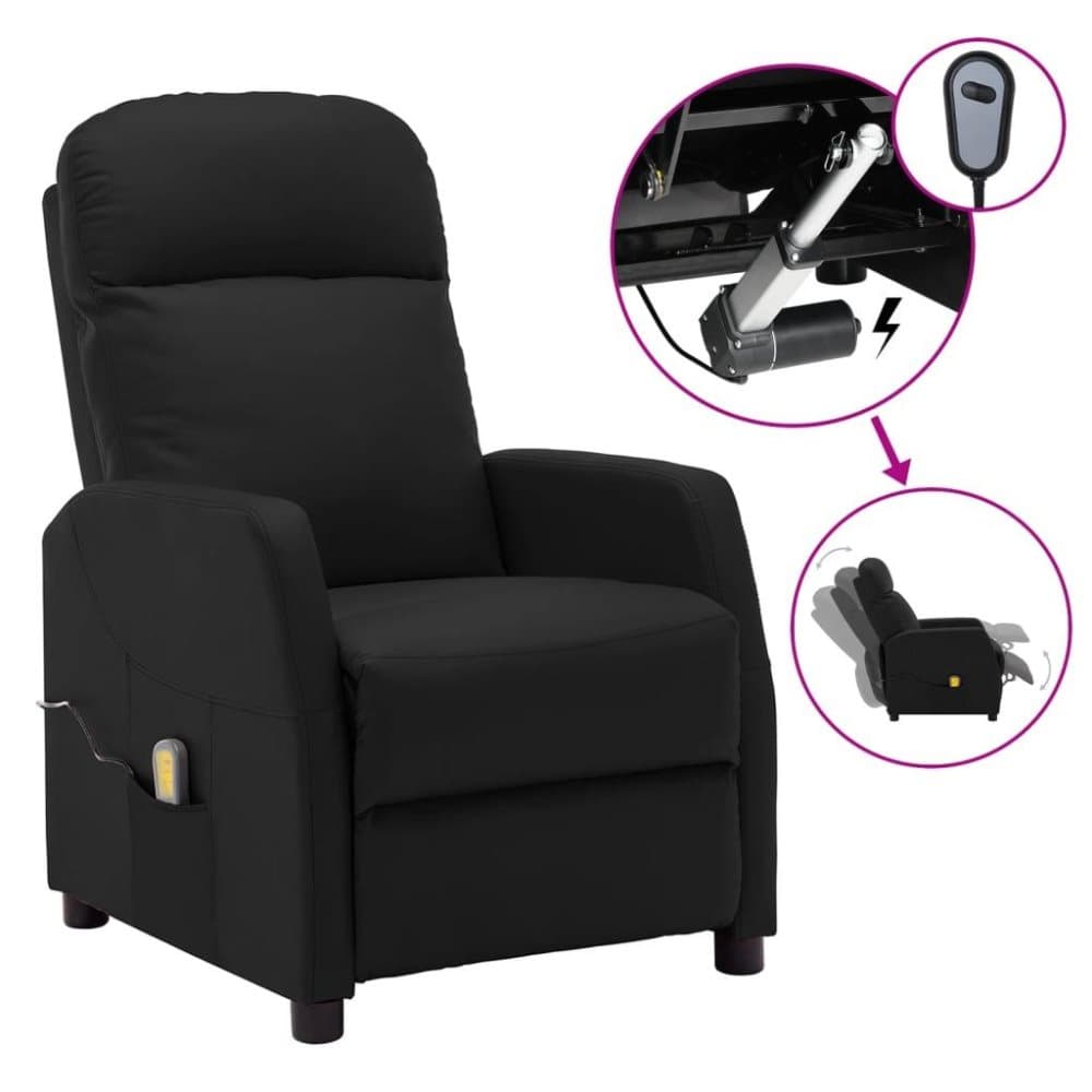 vidaXL Elektrisk massagefåtölj svart konstläder