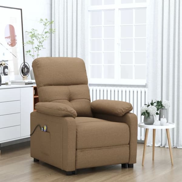 vidaXL eldrevet massagestol stof brun