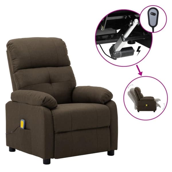 vidaXL Elektrisk massagefåtölj brun tyg
