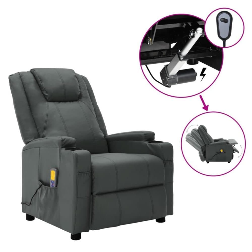 vidaXL Elektrisk massagefåtölj antracit konstläder