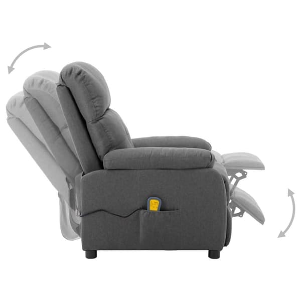 vidaXL Elektrisk massagefåtölj ljusgrå tyg