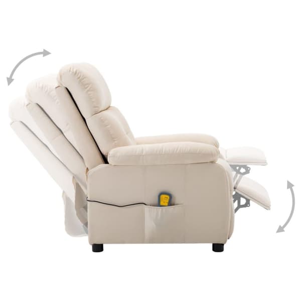 vidaXL Elektrisk massagefåtölj gräddvit tyg