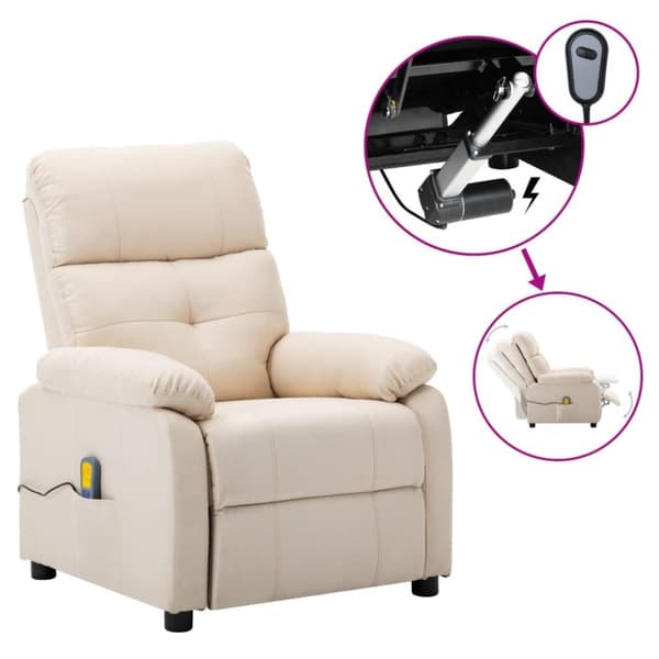 vidaXL Elektrisk massagefåtölj gräddvit tyg