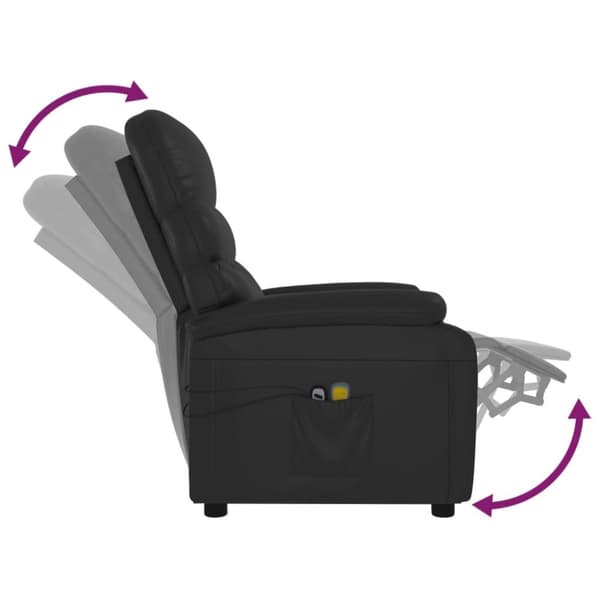 vidaXL Elektrisk massagefåtölj svart konstläder