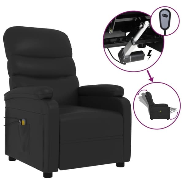 vidaXL Elektrisk massagefåtölj svart konstläder