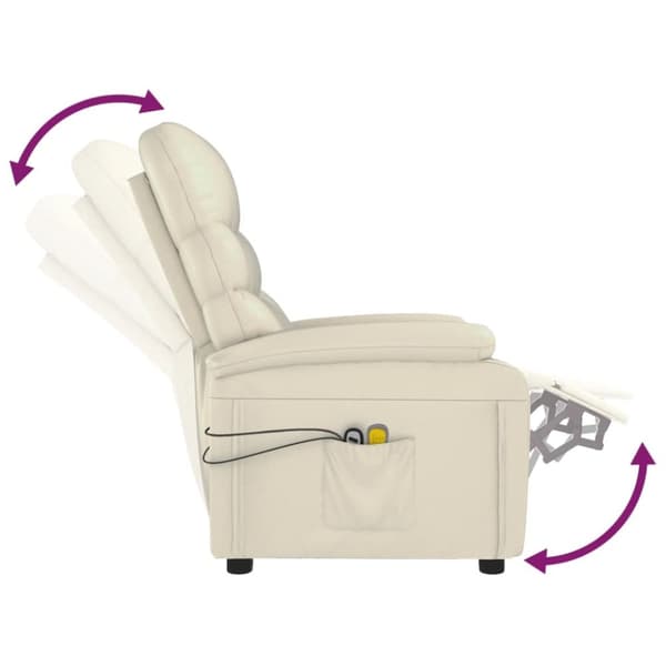 vidaXL Elektrisk massagefåtölj gräddvit konstläder