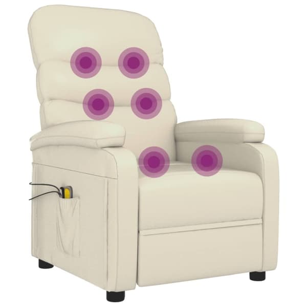 vidaXL Elektrisk massagefåtölj gräddvit konstläder
