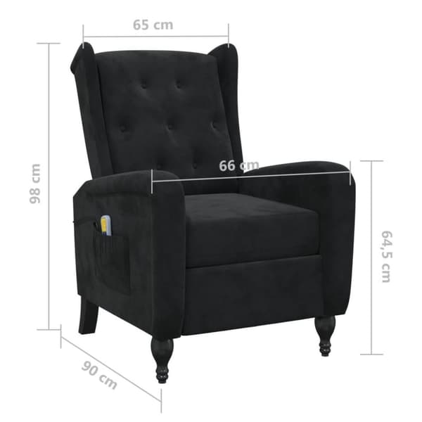vidaXL Massagefåtölj svart sammet