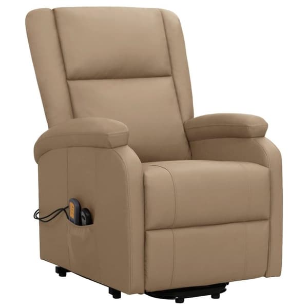 vidaXL Massagefåtölj med uppresningsfunktion cappuccino konstläder