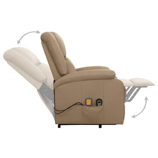 vidaXL Massagefåtölj med uppresningsfunktion cappuccino konstläder