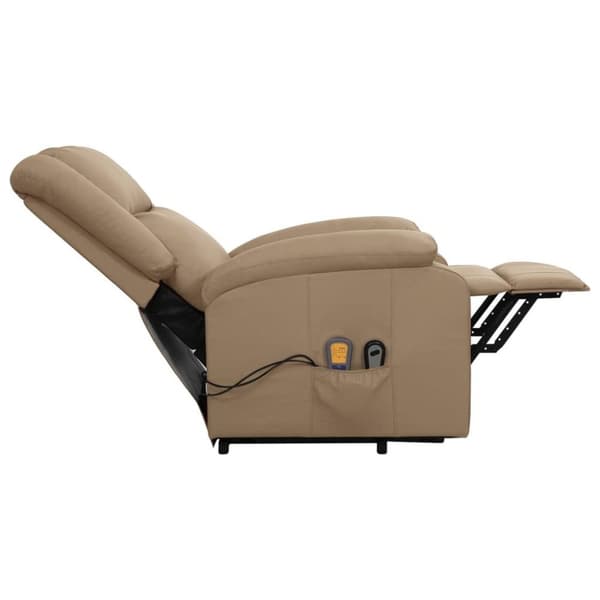 vidaXL Massagefåtölj med uppresningsfunktion cappuccino konstläder