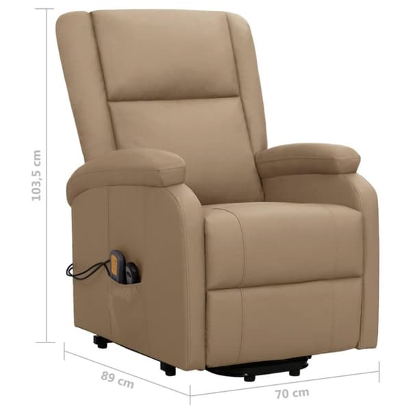 vidaXL Massagefåtölj med uppresningsfunktion cappuccino konstläder