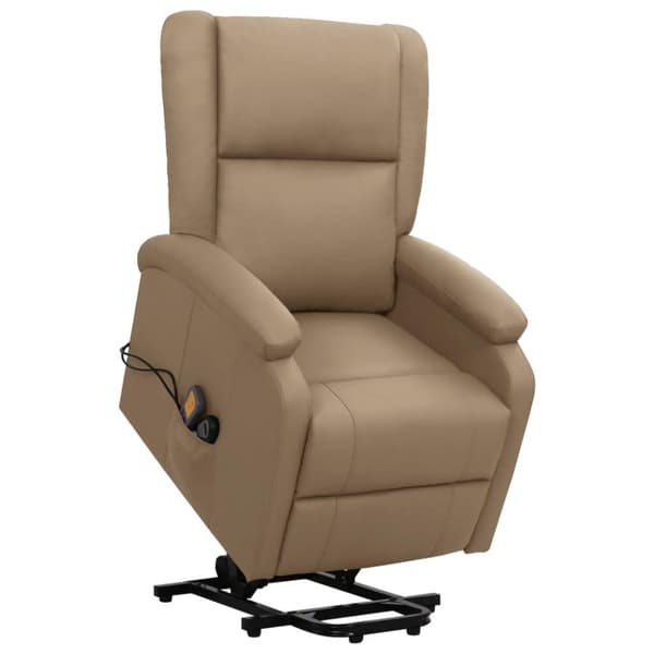 vidaXL Massagefåtölj med uppresningsfunktion cappuccino konstläder