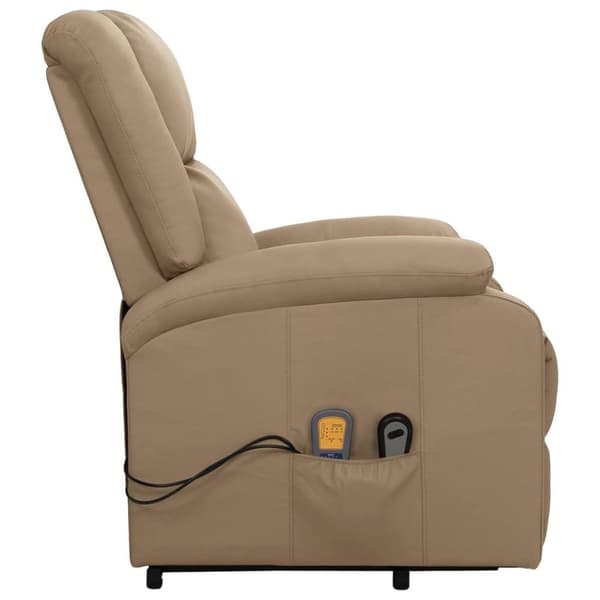 vidaXL massagestol med løftefunktion kunstlæder cappuccinofarvet
