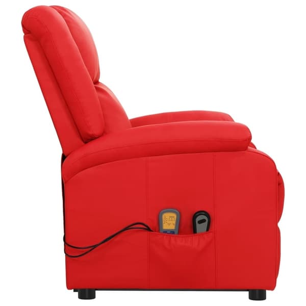 vidaXL Massagefåtölj med uppresningshjälp röd konstläder