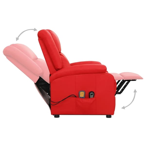 vidaXL Massagefåtölj med uppresningshjälp röd konstläder