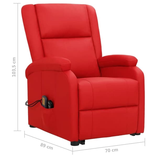 vidaXL Massagefåtölj med uppresningshjälp röd konstläder