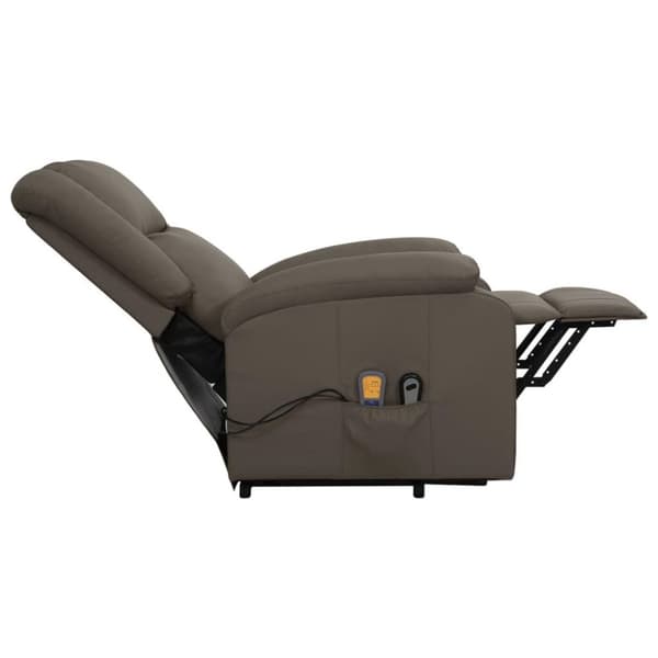 vidaXL Massagefåtölj med uppresningshjälp Grå konstläder