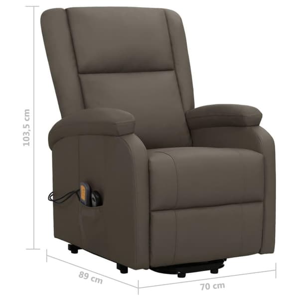 vidaXL Massagefåtölj med uppresningshjälp Grå konstläder