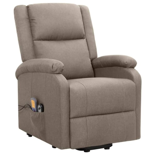 vidaXL Massagefåtölj med uppresningshjälp taupe tyg