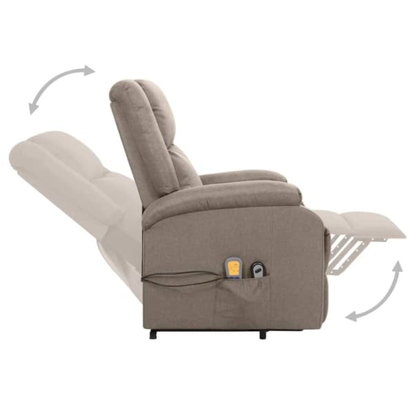 vidaXL Massagefåtölj med uppresningshjälp taupe tyg