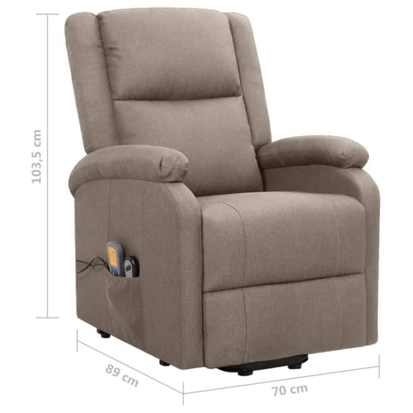 vidaXL Massagefåtölj med uppresningshjälp taupe tyg