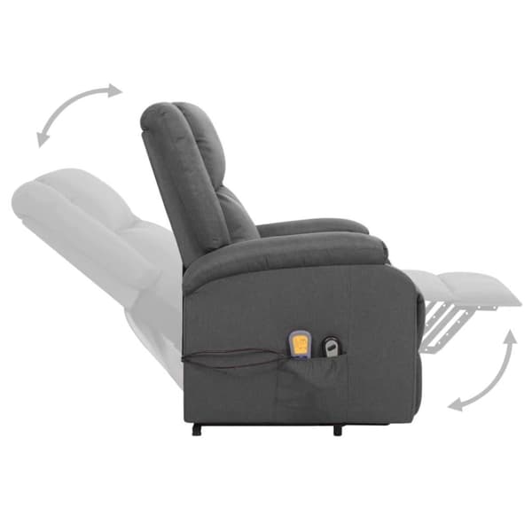vidaXL Massagefåtölj med uppresningshjälp mörkgrå tyg